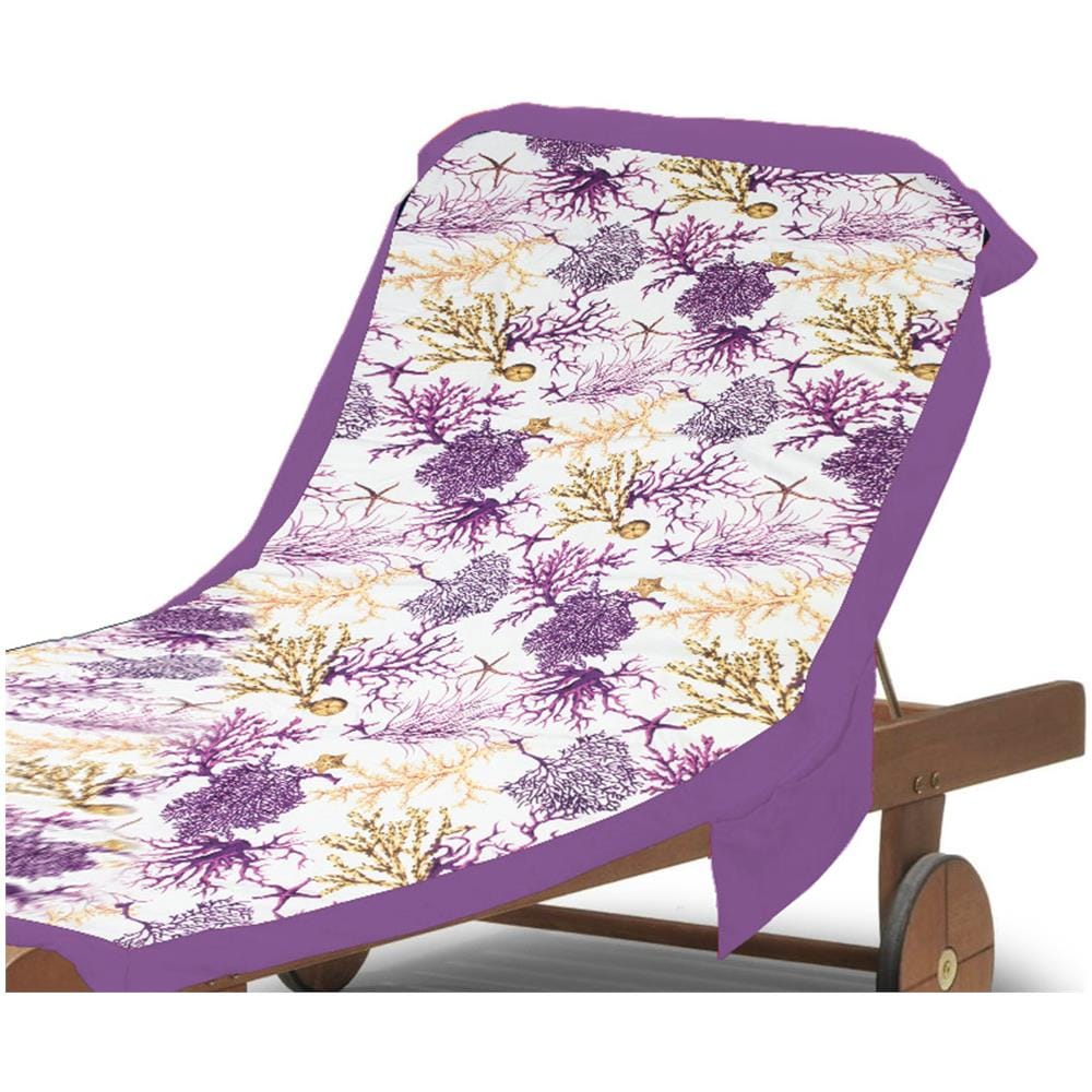 Telo Mare In Microfibra Da Lettino Con Cuscino Modello Comodo Coralli Telo Mare Porpora - Foto 6