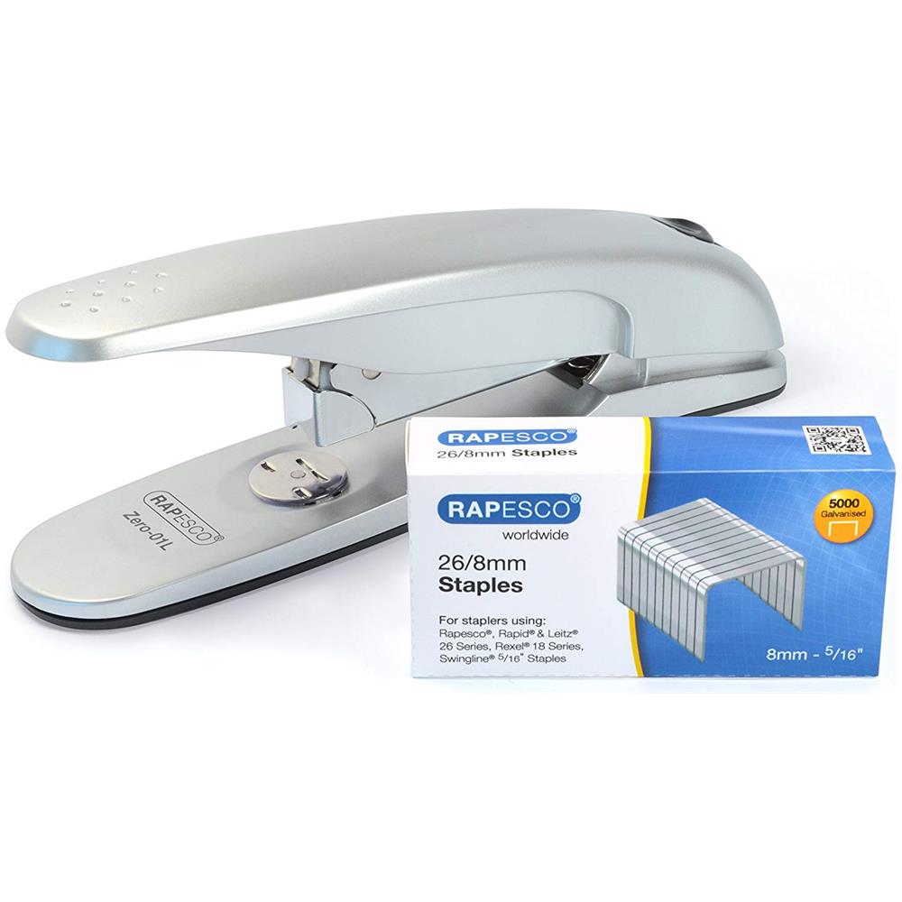 1279 Set Ufficio, Cucitrice Zero-01l E 5000 Punti 26/8 Mm, Argento - Foto 1