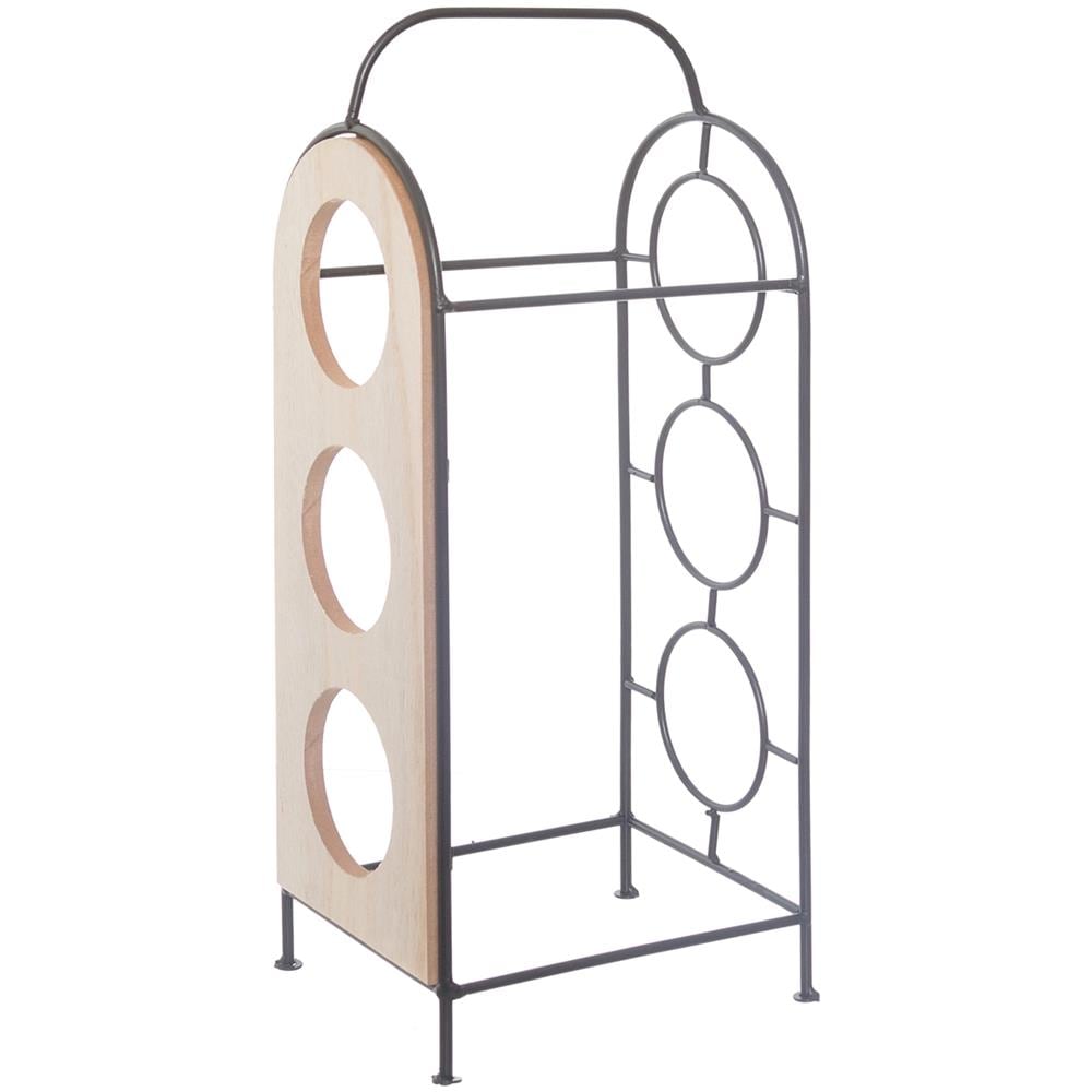 Portabottiglie In Metallo, A 3 Scomparti Marrone - Foto 1