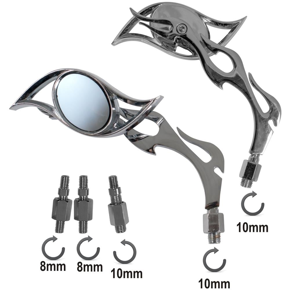 Coppia Retrovisori Specchietti Specchi Moto Chopper Custom Cromati Dx+sx - Foto 1