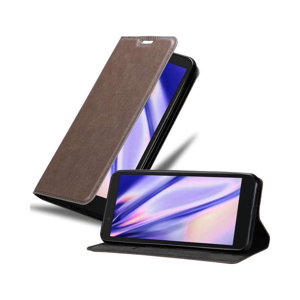 Custodia Compatibile Con Alcatel 1c 2019 In Bruno Caffè - Coperchio Protettiva Con Chiusura Magnetica, Funzione Stand E Tasca Per Le Carte - Foto 1