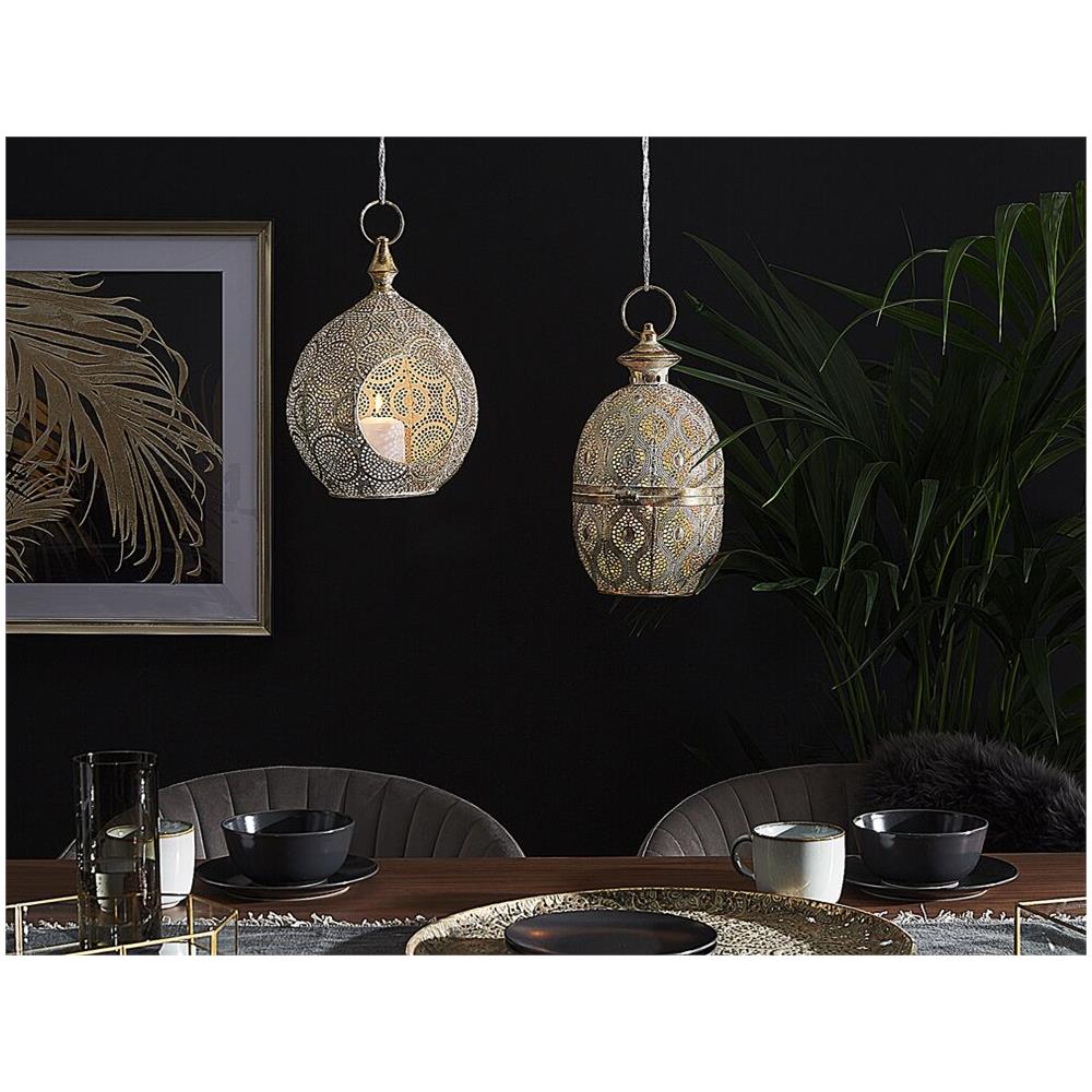 Lanterna Decorativa In Metallo E Vetro Color Oro Laeso - Foto 2