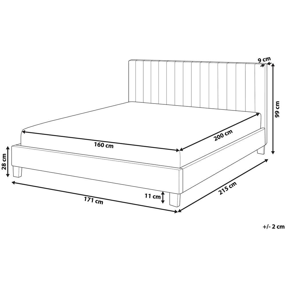 Letto Matrimoniale 160 X 200 Cm Grigio Chiaro Poitiers - Foto 2