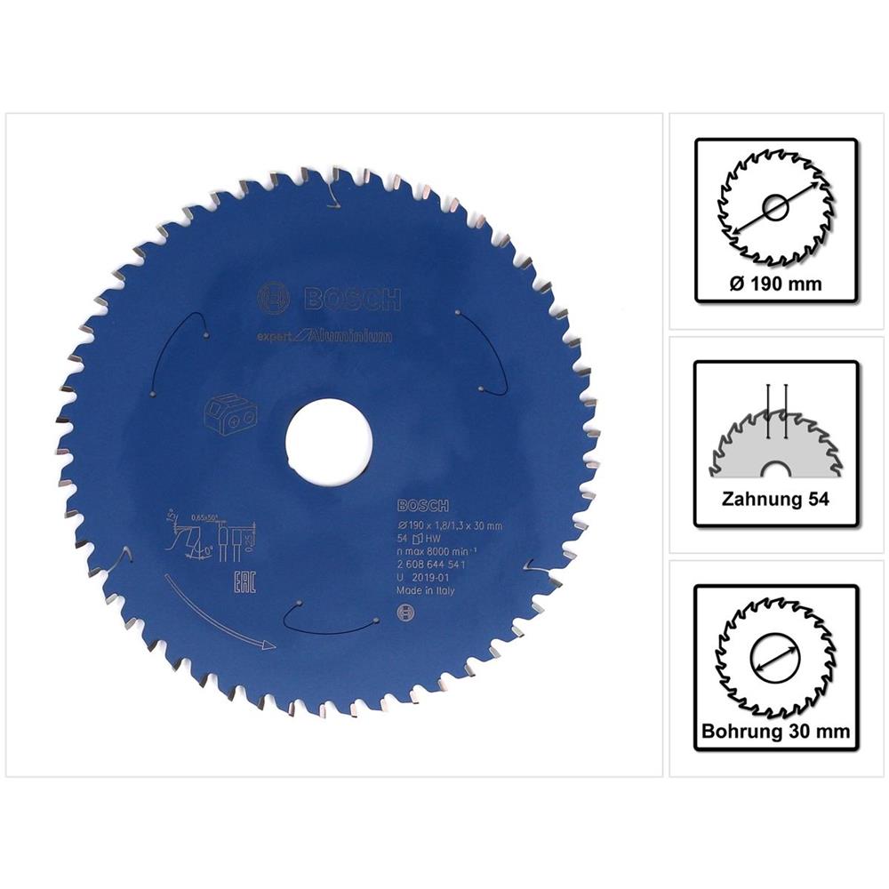 Professionale Lama Per Sega Circolare Di Esperti Per L'alluminio (alluminio, 190 X 30 X 1.8 Millimetri, 54 Denti, Accessorio In Quanto Sega Circolare A Batteria) 190 Millimetri Diametro - Foto 4