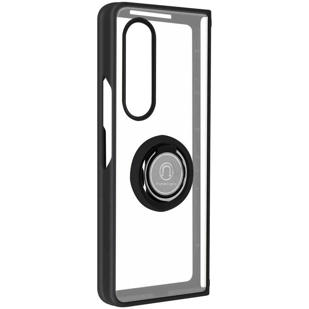 Cover Samsung Galaxy Z Fold 3 Bimateriale Anello Supporto Metallico Nera - Foto 1