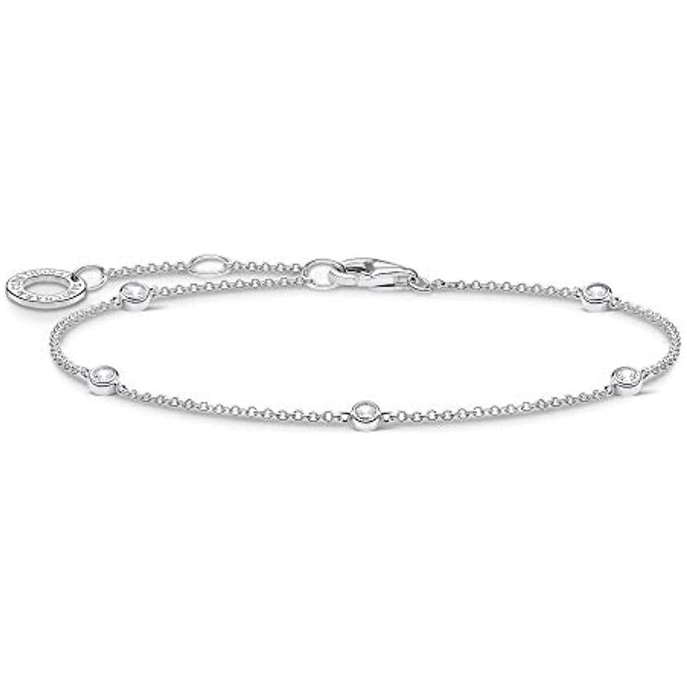 , Bracciale In Argento Sterling 925, Con Pietre Bianche, Lunghezza 16-19 Cm (3)  - Foto 1