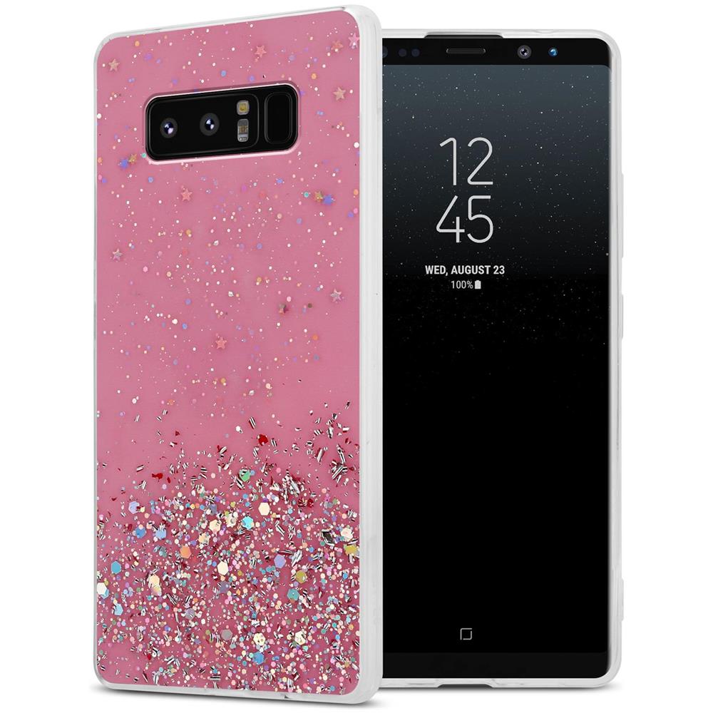 Custodia Compatibile Con Samsung Galaxy Note 8 In Rosa Con Glitter - Coperchio Protettivo In Silicone Tpu Flessibile Con Glitter Scintillanti - Foto 1