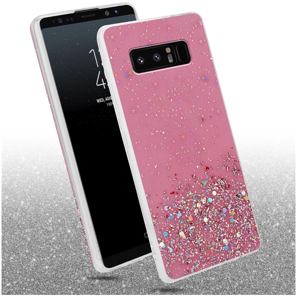 Custodia Compatibile Con Samsung Galaxy Note 8 In Rosa Con Glitter - Coperchio Protettivo In Silicone Tpu Flessibile Con Glitter Scintillanti - Foto 2