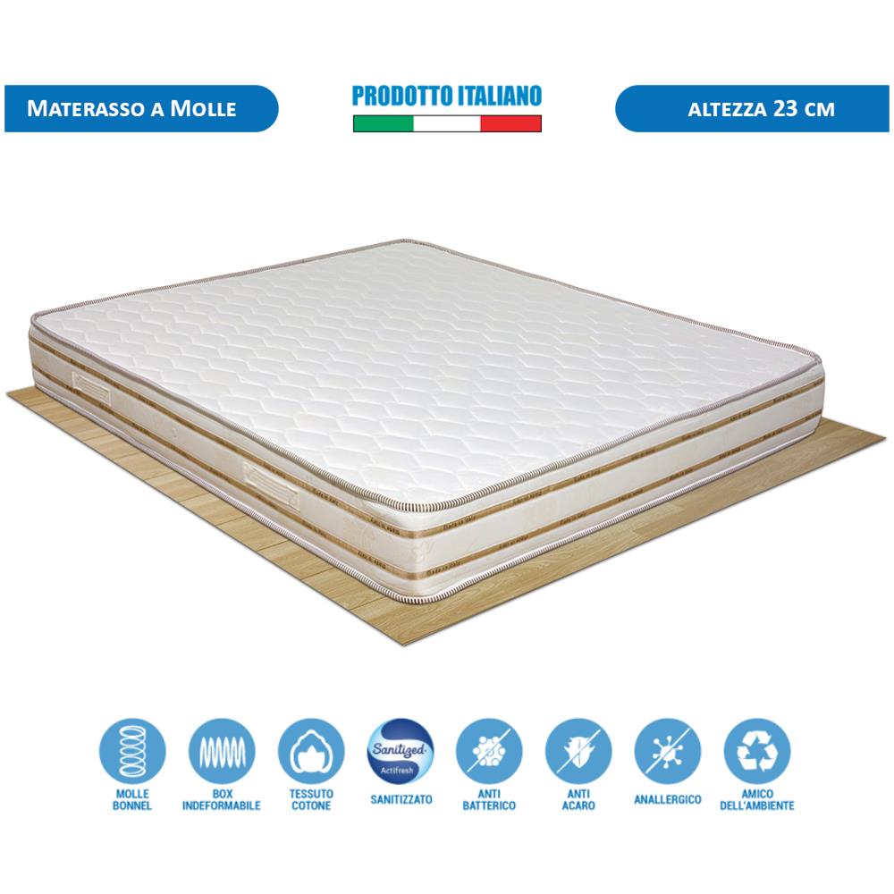 Materasso A Molle In Acciaio Temperato Matrimoniale 160x190 Cm Altezza 23 Cm, Con Supporto Perimetrale Rinforzato - Foto 1
