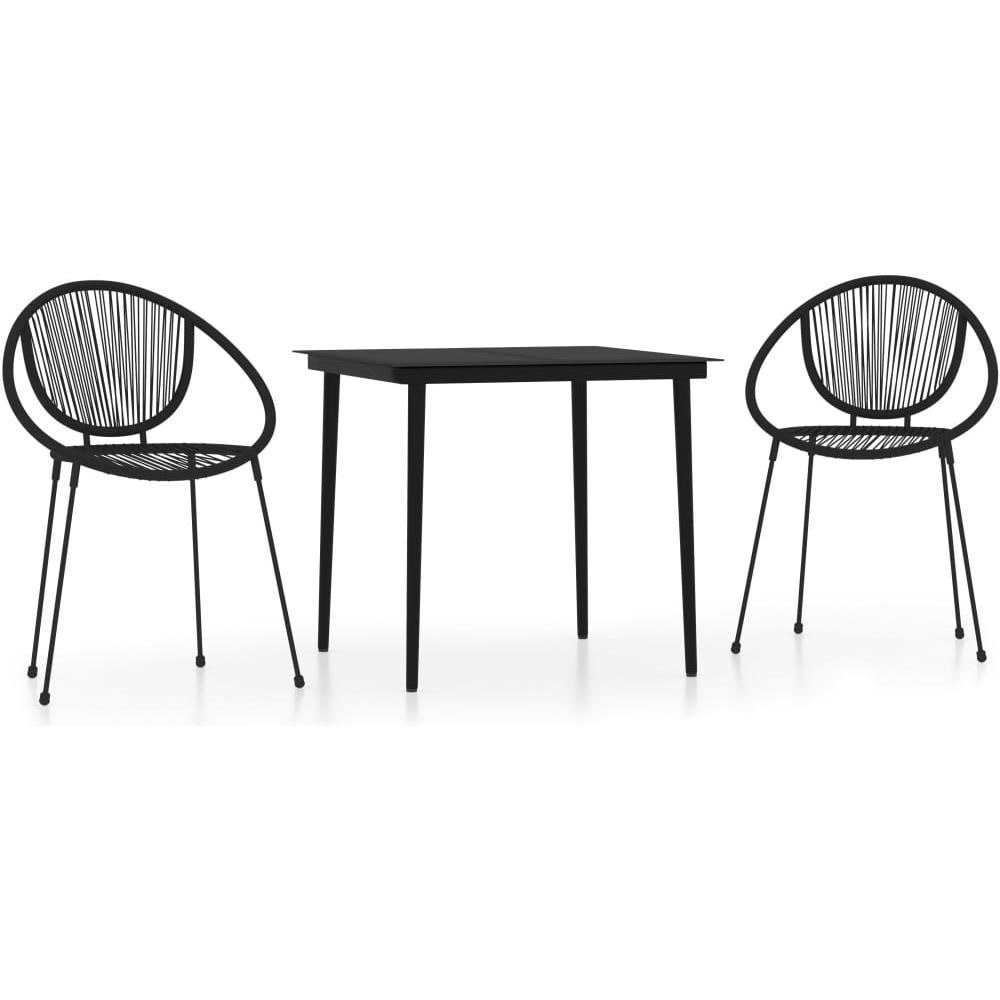 Set Mobili Da Pranzo Per Giardino 3 Pz Nero - Foto 2