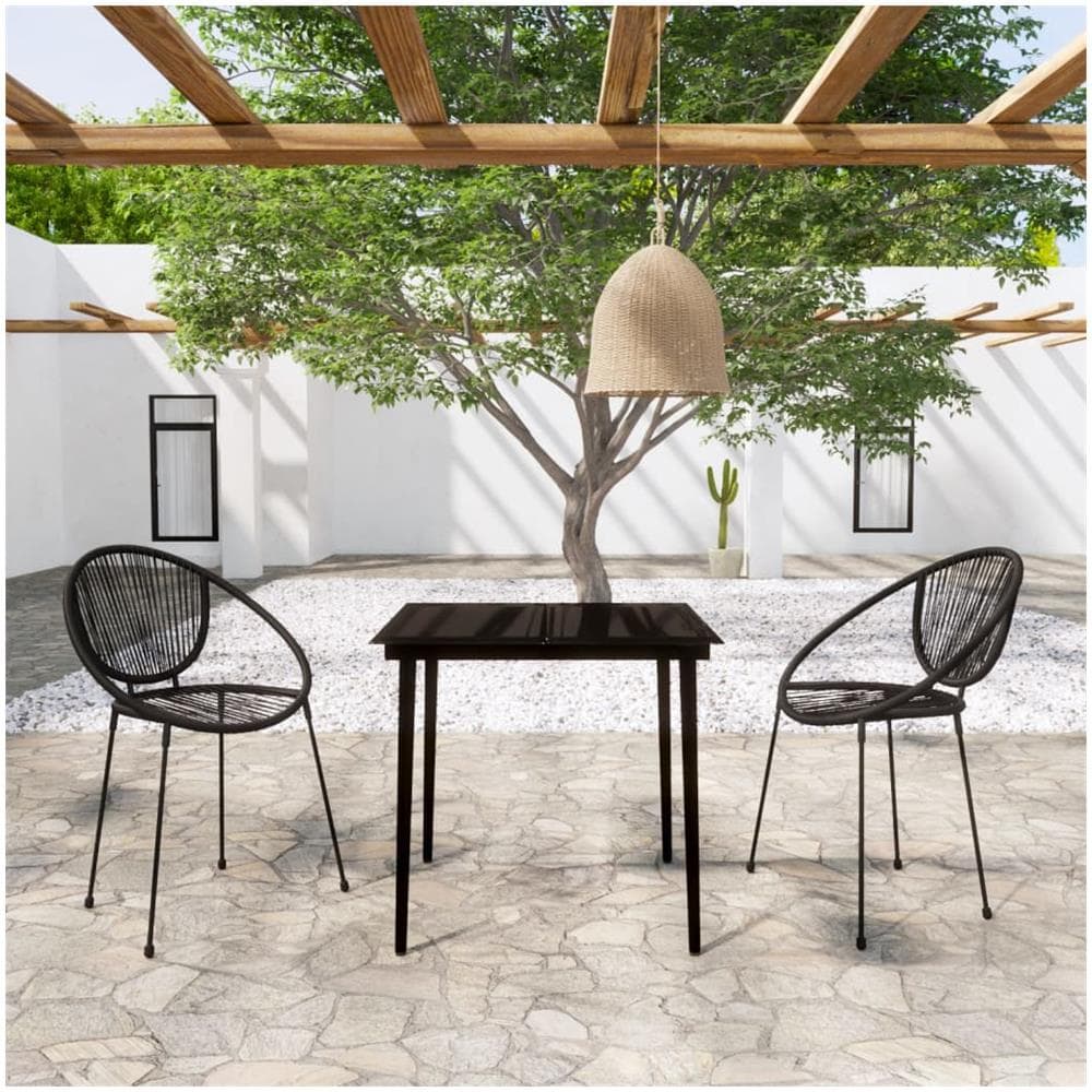 Set Mobili Da Pranzo Per Giardino 3 Pz Nero - Foto 1
