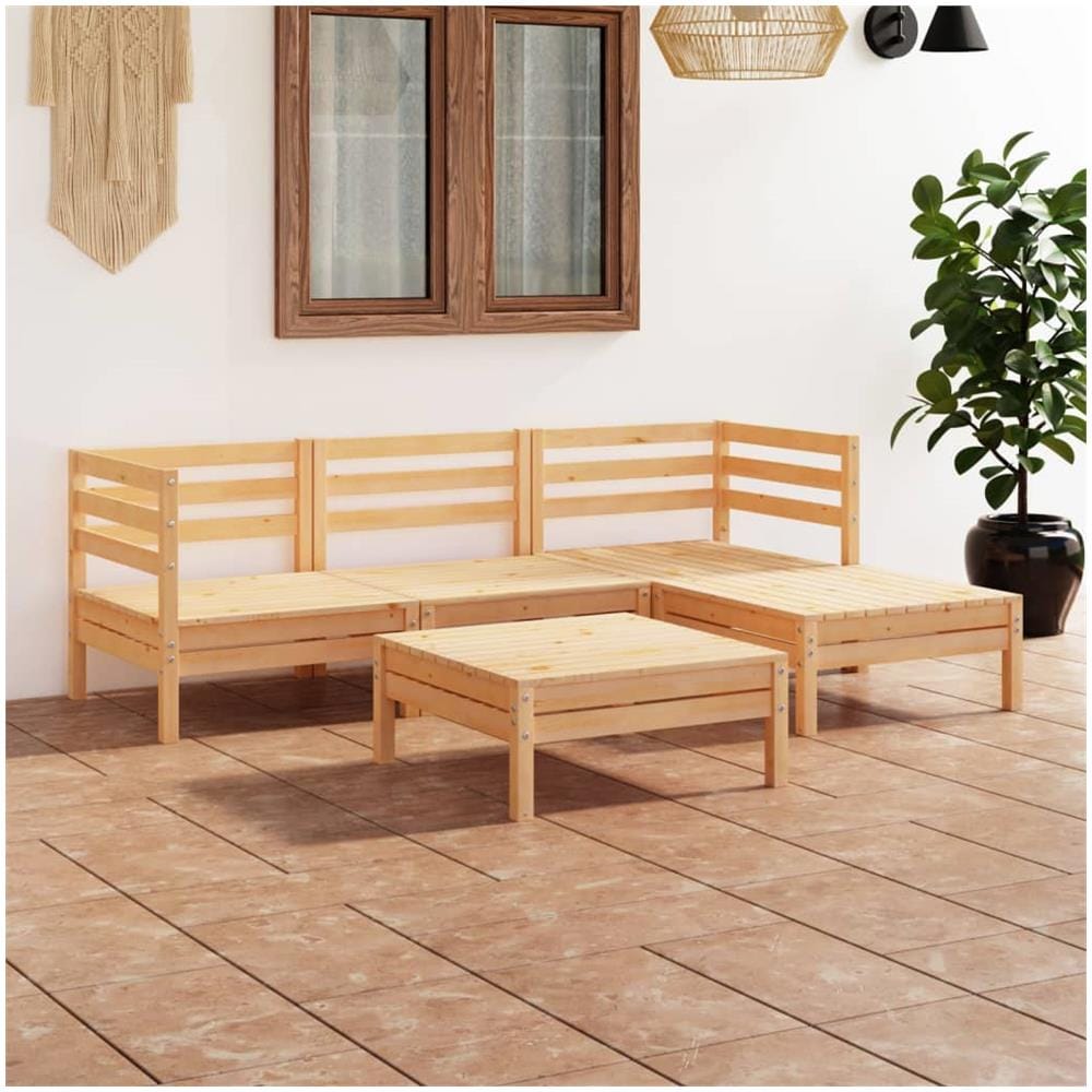 Set Divani Da Giardino 5 Pz In Legno Massello Di Pino - Foto 1