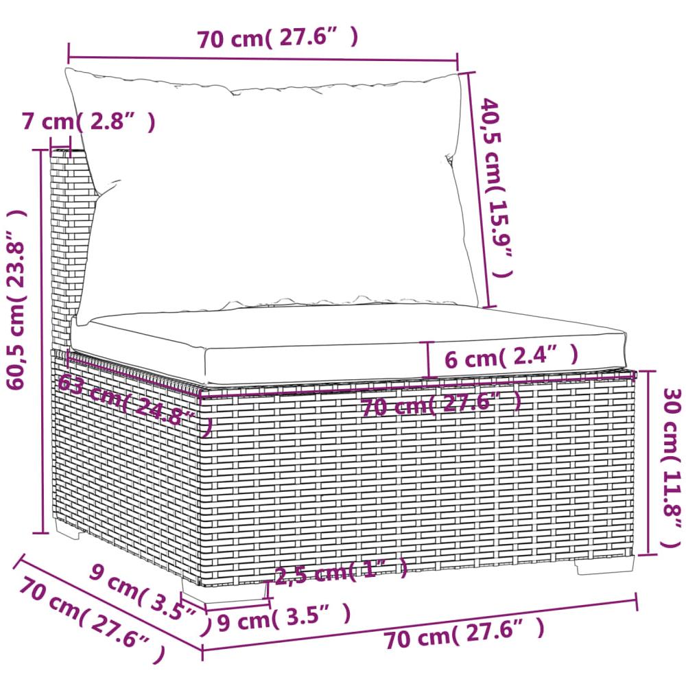 Set Divani Da Giardino 4 Pz Con Cuscini In Polyrattan Marrone - Foto 6