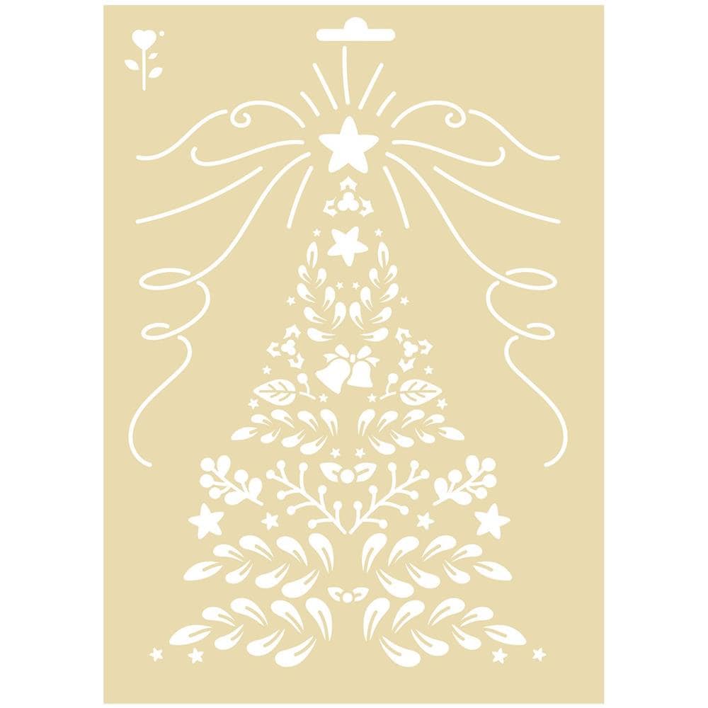 Stencil Natalizio A4 - Albero Floreale - Foto 1