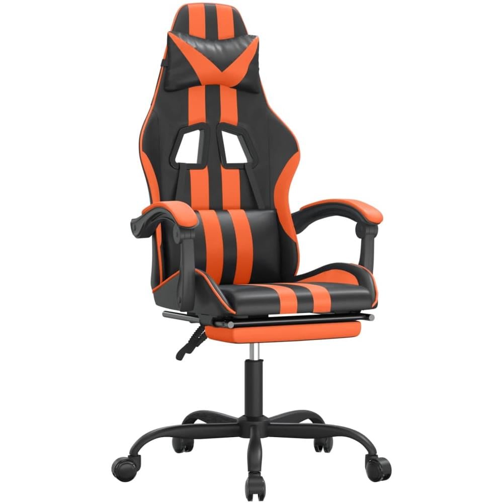 Sedia Da Gaming Con Poggiapiedi Nero E Arancione In Similpelle - Foto 1
