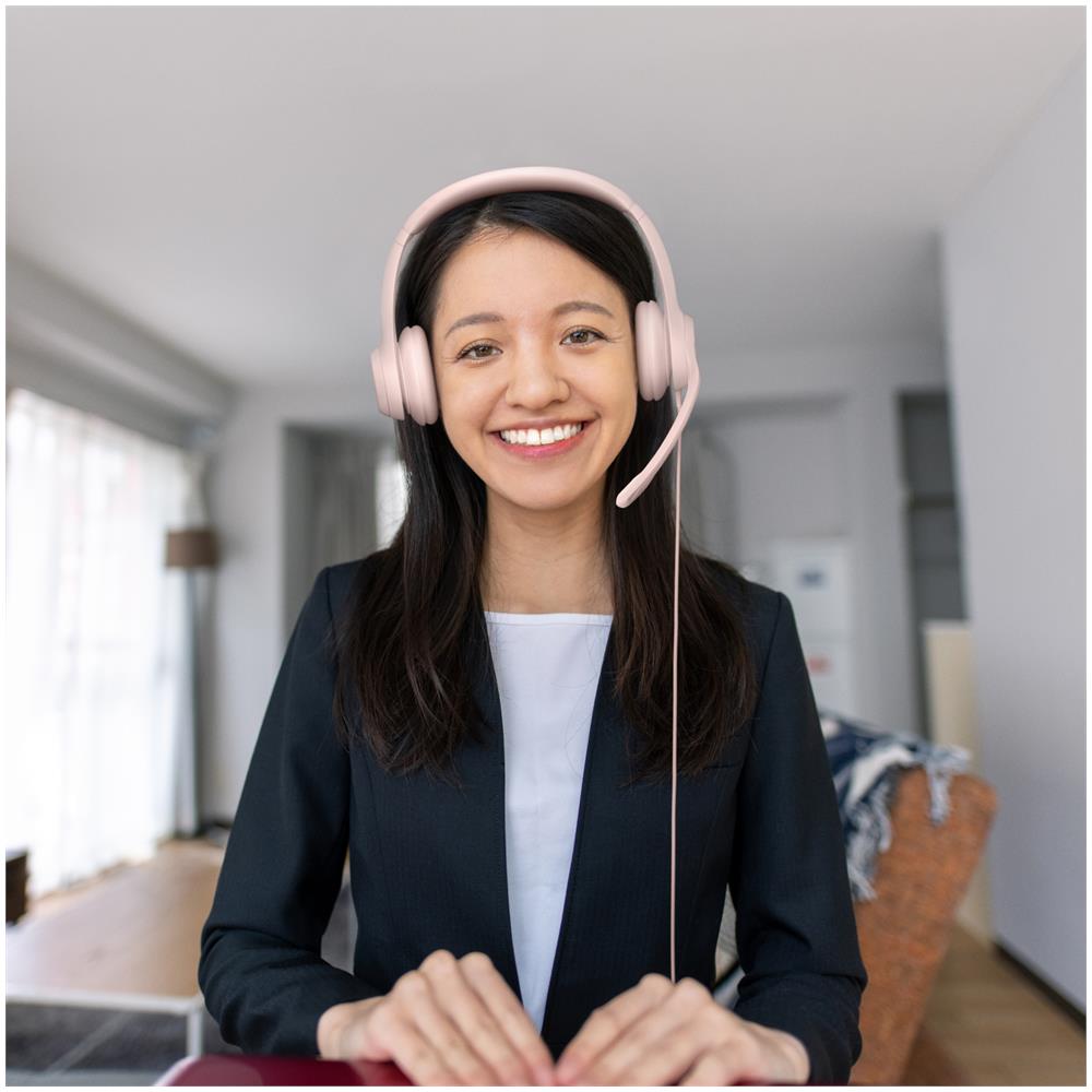 Cuffie H390 con Connessione USB Cancellazione Rumore del Microfono Colore Rosa - Foto 2