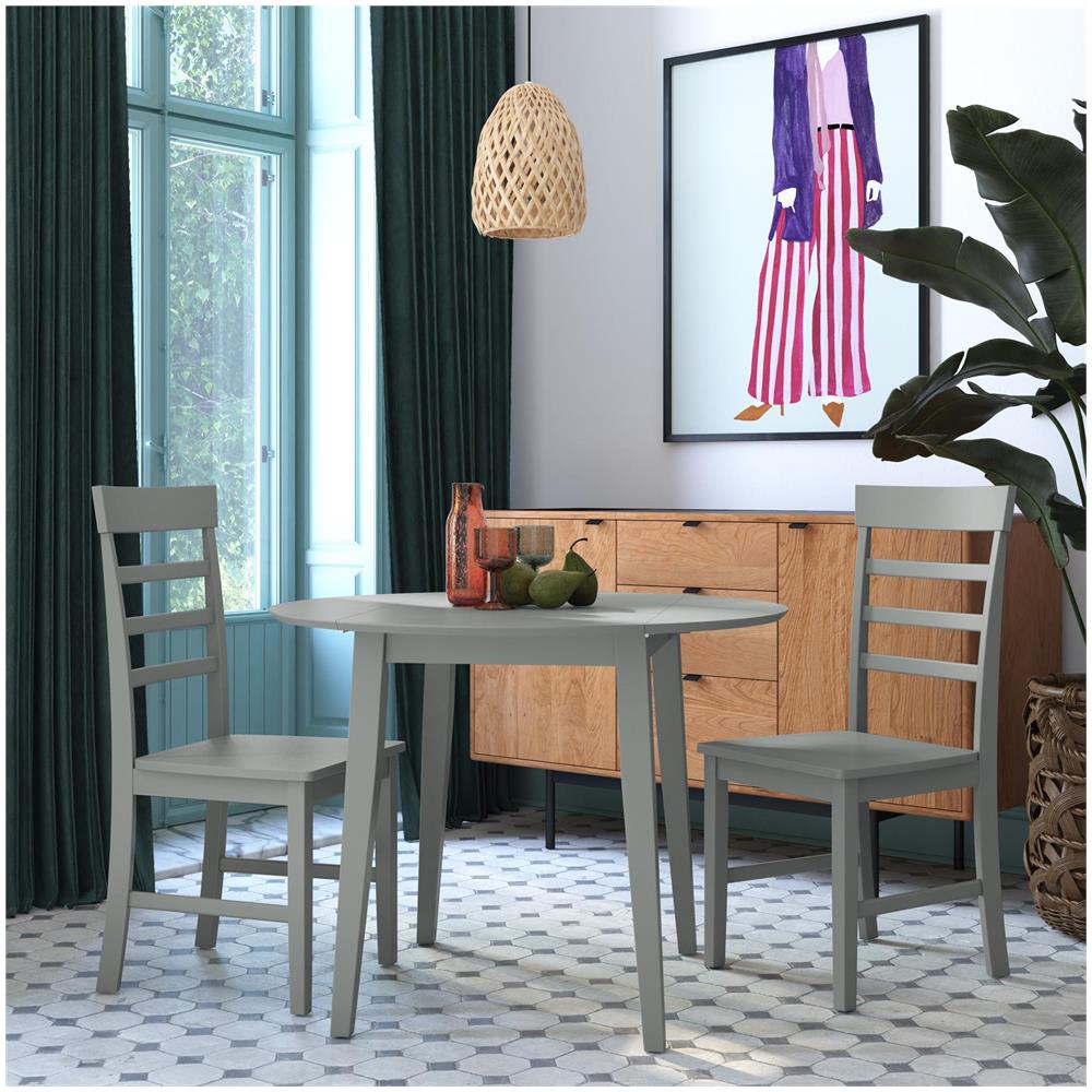 Brooks Set Da Pranzo 3 Pezzi In Mdf E Legno Di Gomma Grigio - Foto 6