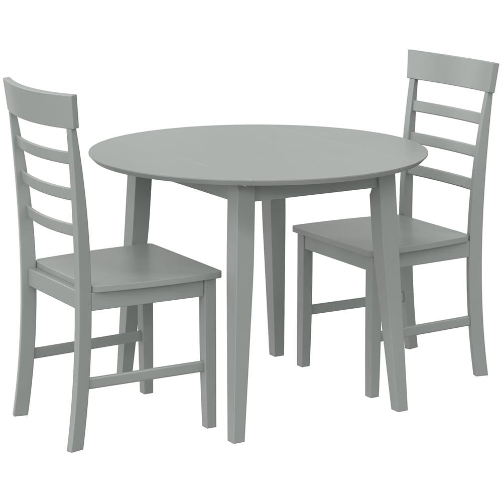 Brooks Set Da Pranzo 3 Pezzi In Mdf E Legno Di Gomma Grigio - Foto 1