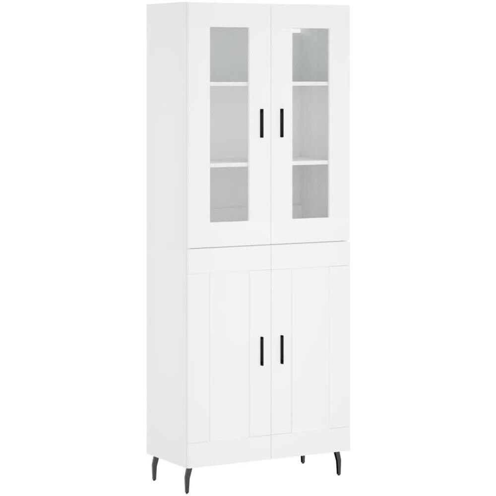 Credenza Bianca 69,5x34x180 Cm In Legno Multistrato - Foto 2