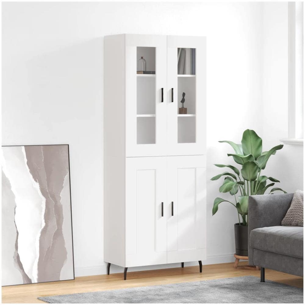 Credenza Bianca 69,5x34x180 Cm In Legno Multistrato - Foto 1
