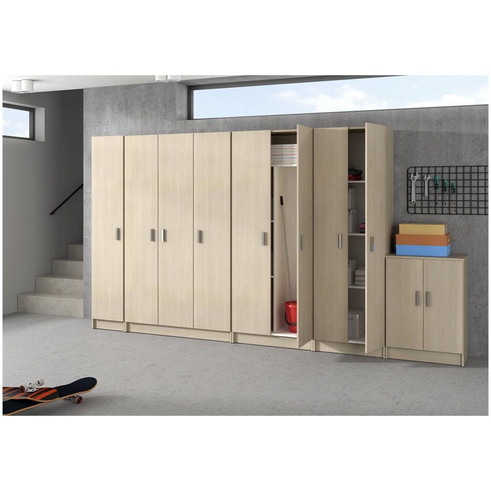 Armadio Multiuso Salem, Mobile Ausiliario A 2 Ante, Portascarpe Con 3 Ripiani, Scarpiera Alta Moderna, 59x37h180 Cm, Rovere - Foto 4