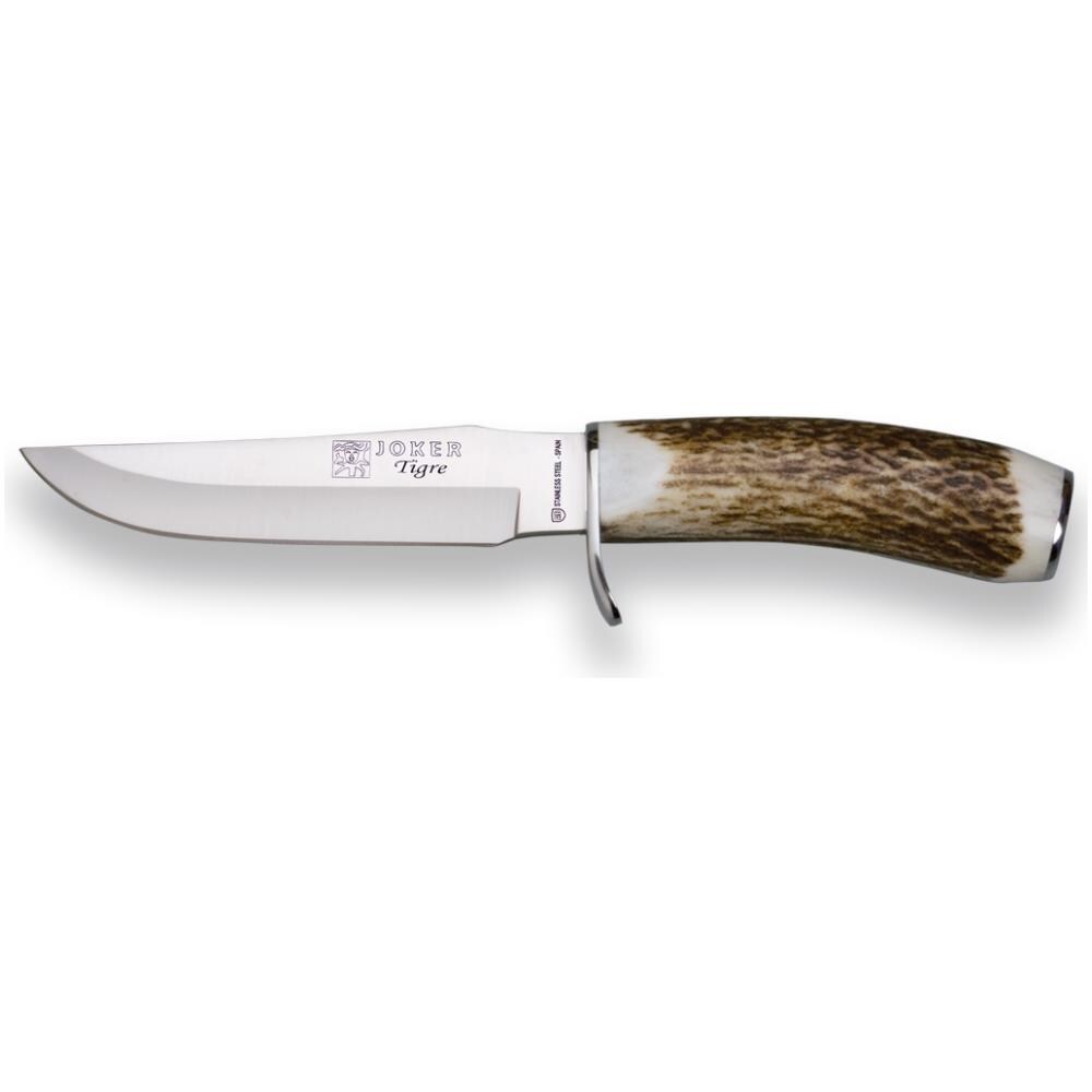 Joker Tigre Jagdmesser Mit Hirschhorngriff – 17 Cm Klinge, Lederscheide Für Outdoor
