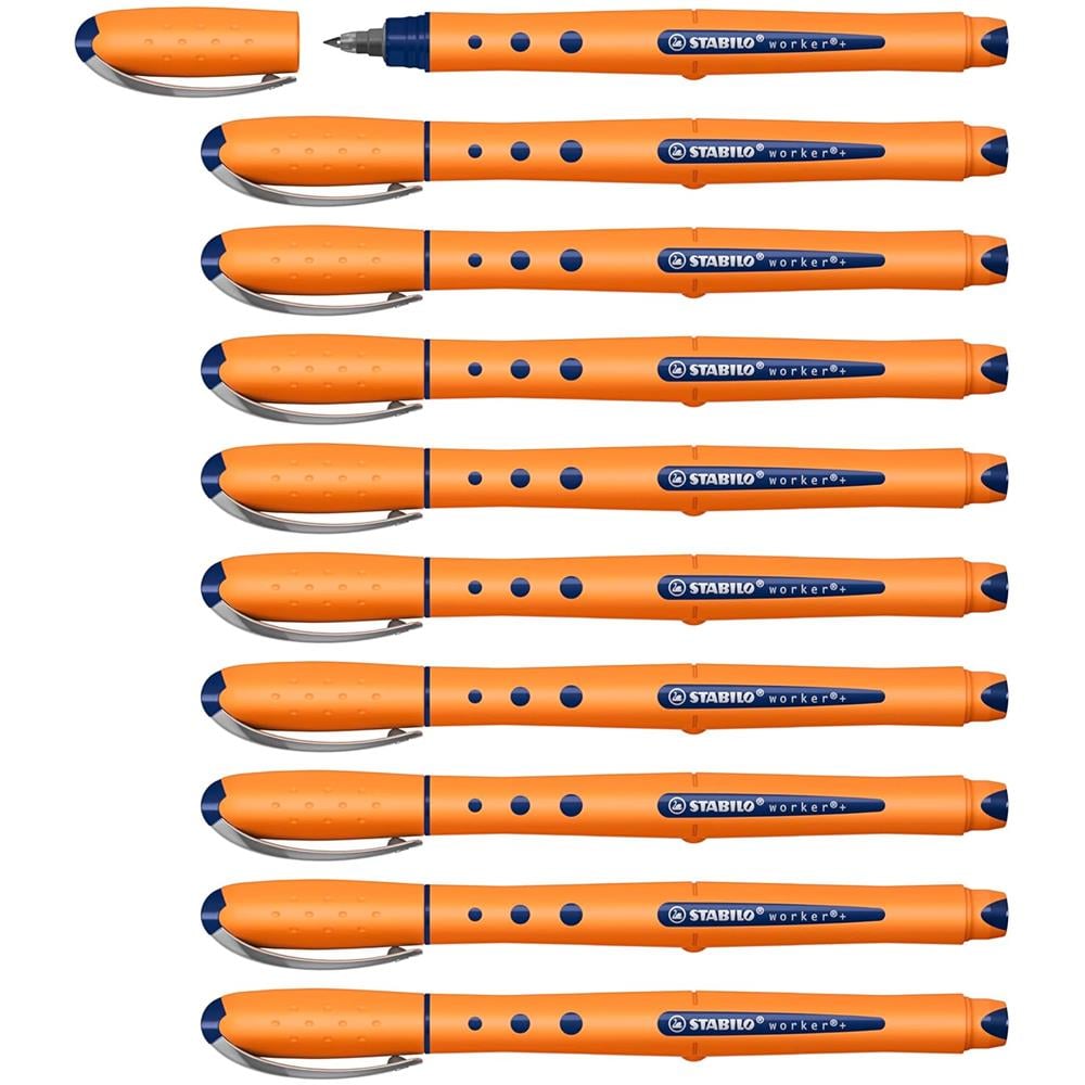 worker+ fine - Penna Roller - Tratto 0,3 mm - Confezione da 10 - Blu - Foto 1