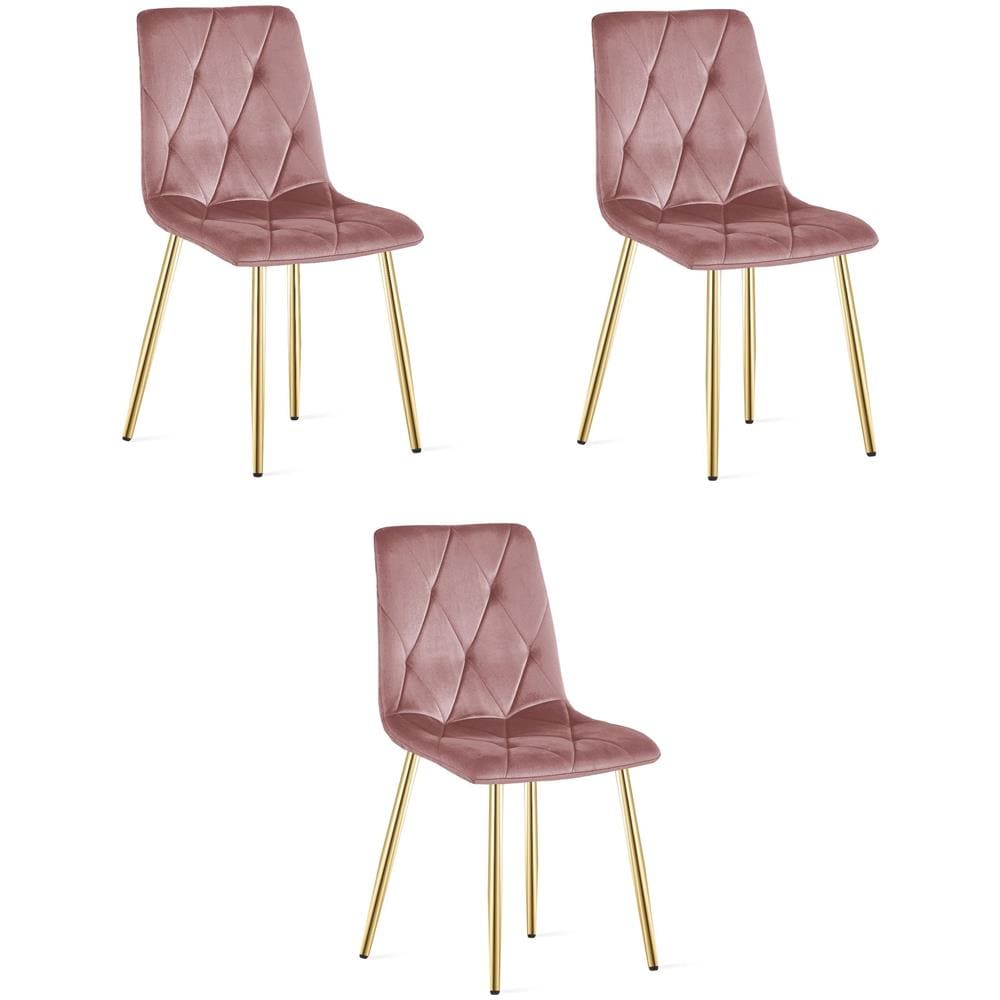 Sedia TYRA - Elegante design rivestito in velluto rosa x 3 - Foto 1
