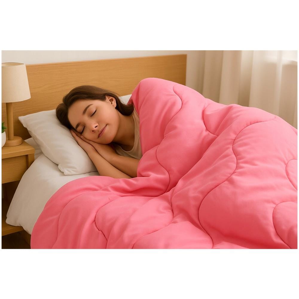 Piumino di lana - 200x220 cm - Rosa - Leggero, morbido, per un sonno salutare - Foto 2