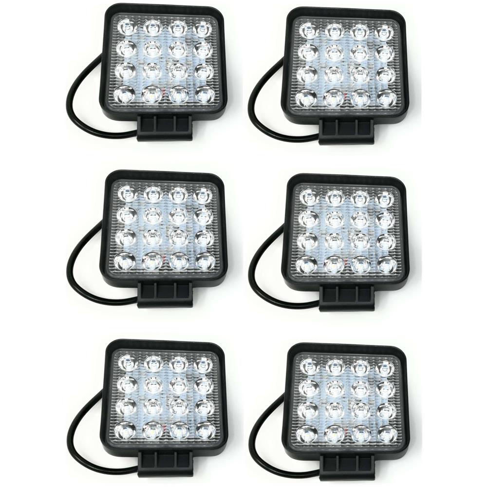 6x Faro 48w Quadrato Faretto Led Da Lavoro 16 Led Da 3w Di Profondità Auto Barca - Foto 2