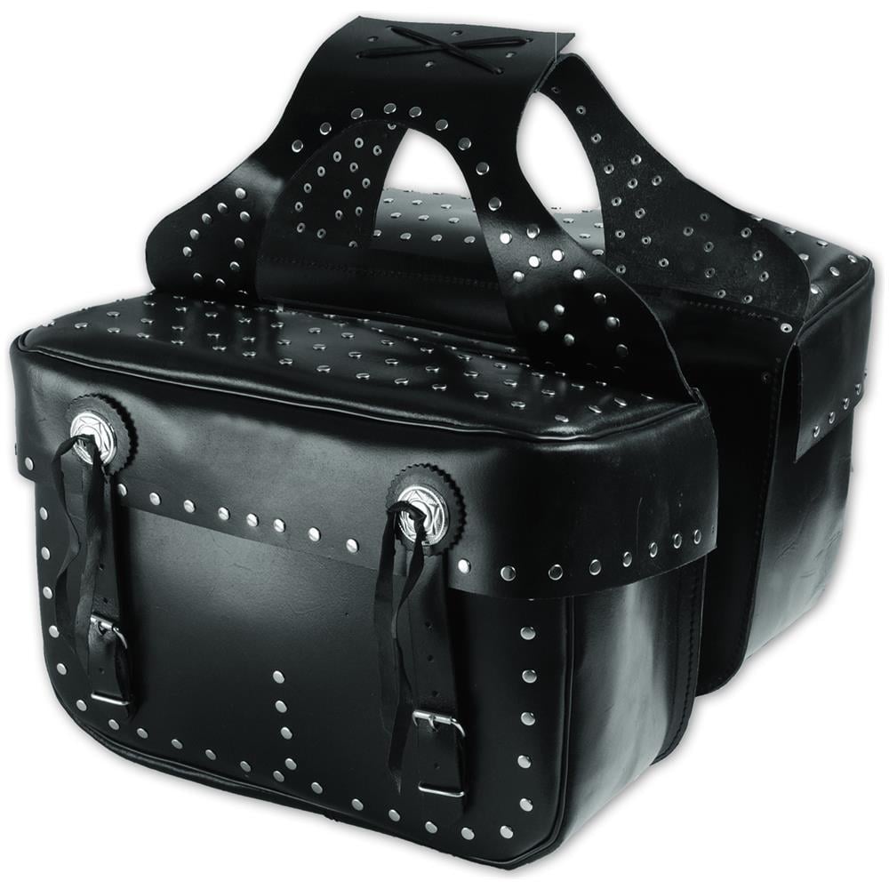 Bisacce Borse Sotto Sella Saddle Bag Chopper Custom Con Borchie Nero - Foto 1