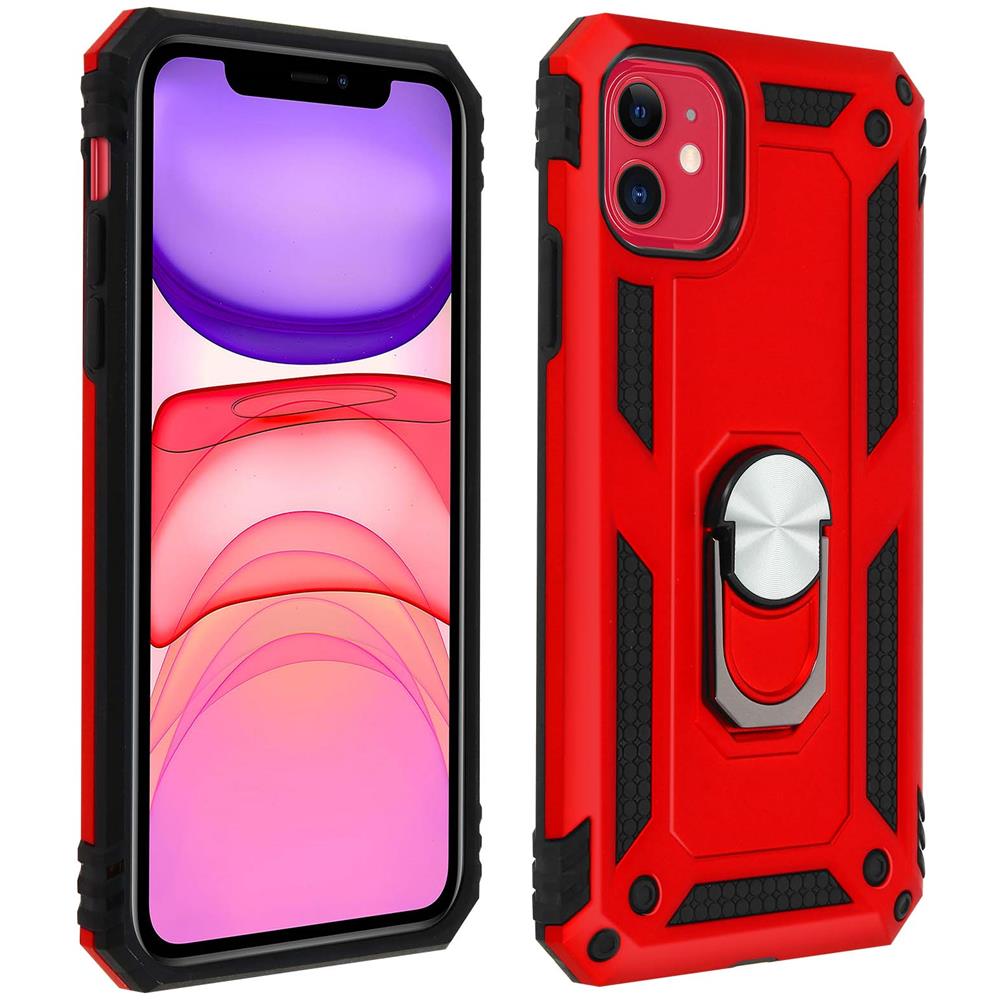 Cover Apple Iphone 11 Bi-materia Anello Magnetico Stand Rosso - Foto 1