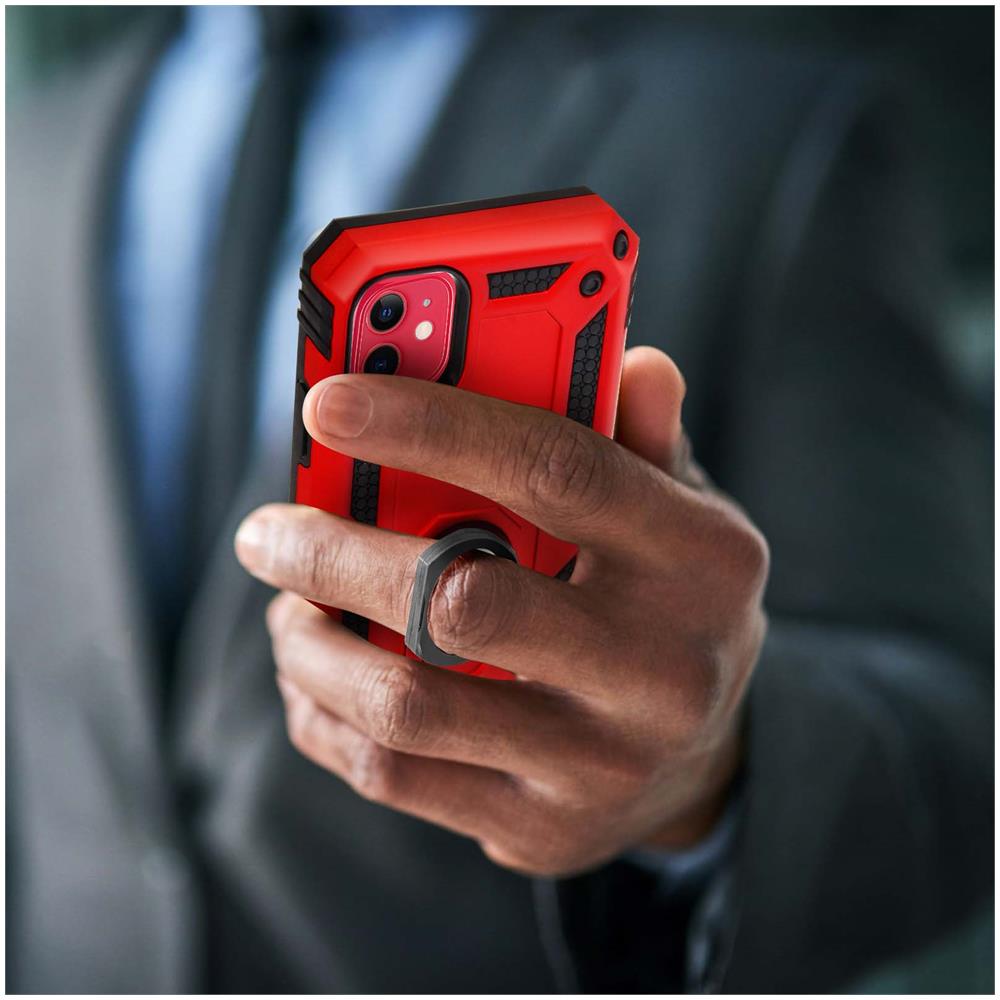 Cover Apple Iphone 11 Bi-materia Anello Magnetico Stand Rosso - Foto 2