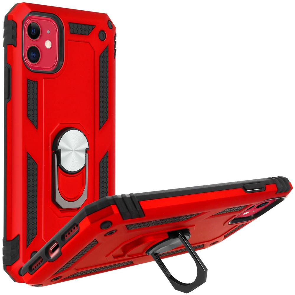 Cover Apple Iphone 11 Bi-materia Anello Magnetico Stand Rosso - Foto 5