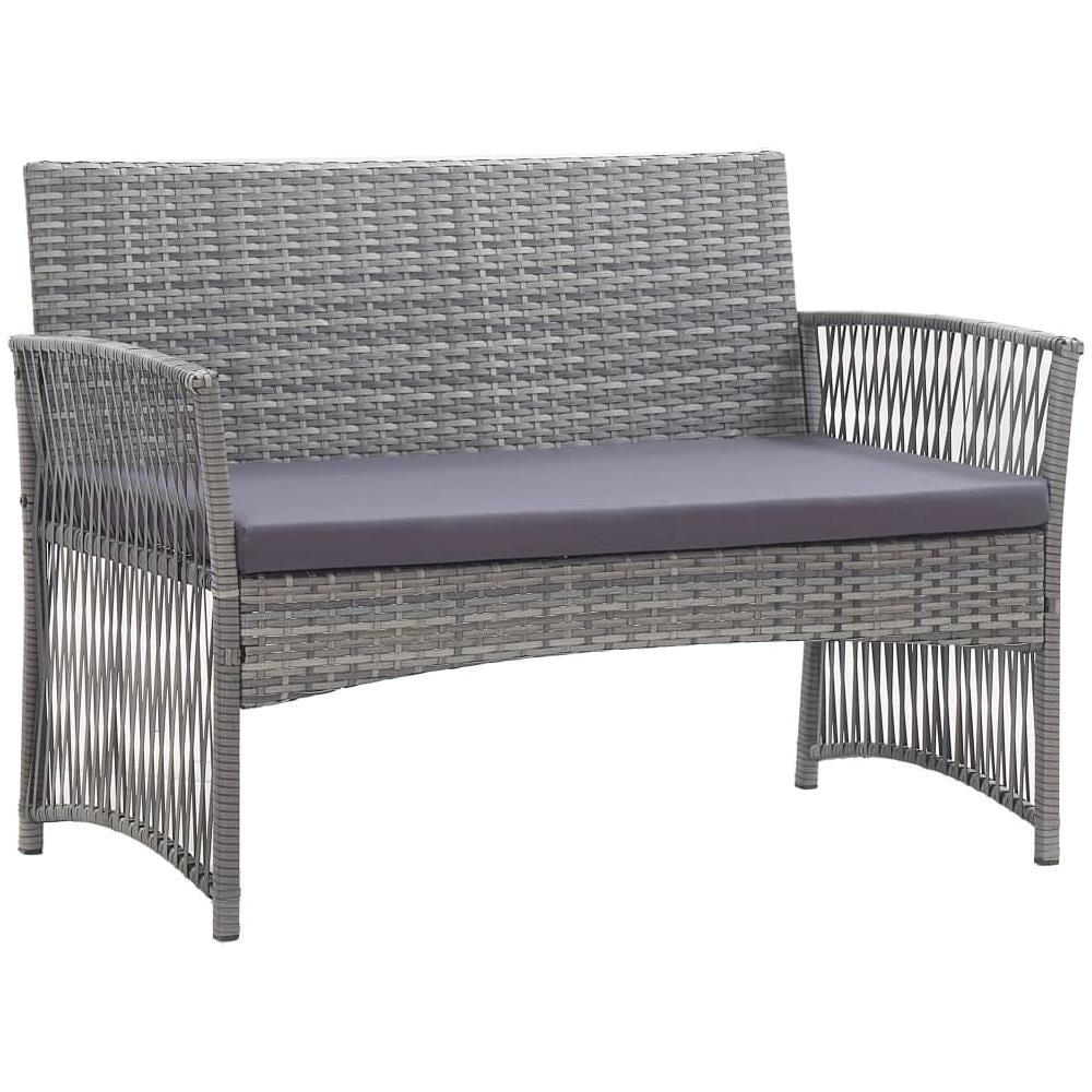 Set Divani Da Giardino 4 Pz Con Cuscini In Polyrattan Antracite - Foto 8