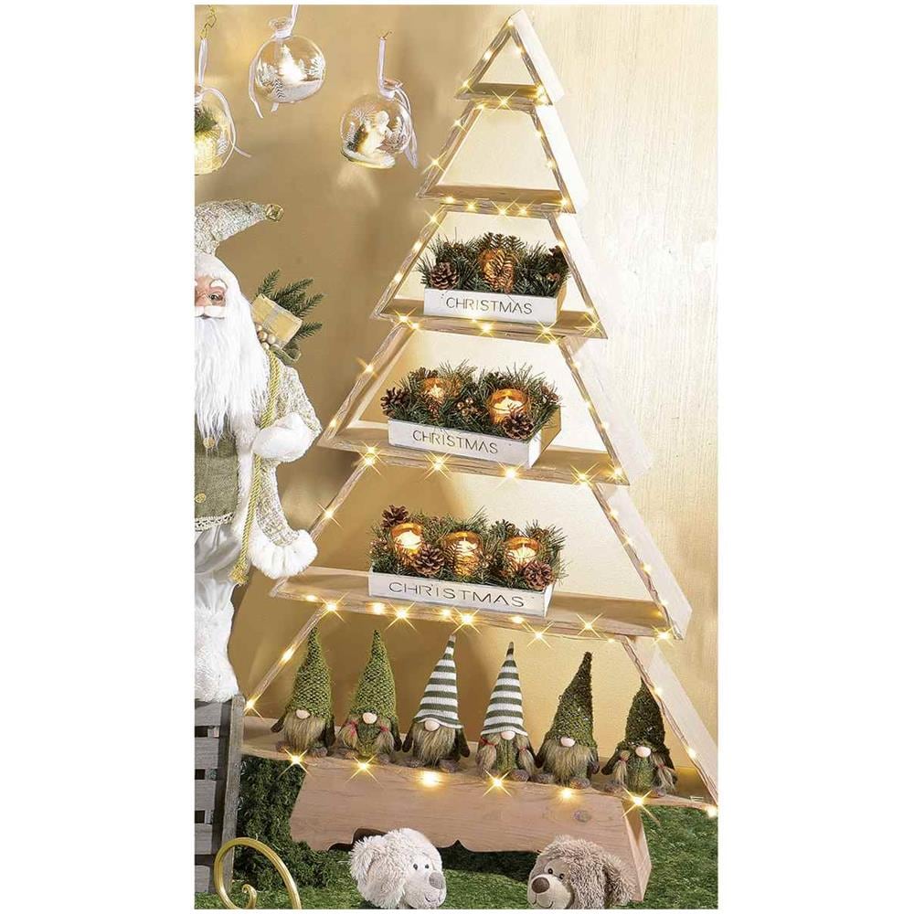 Albero Di Natale In Legno Con Mensole Altezza 1,24 Metri Per Allestire Casa Vetrine E Negozi - Foto 2