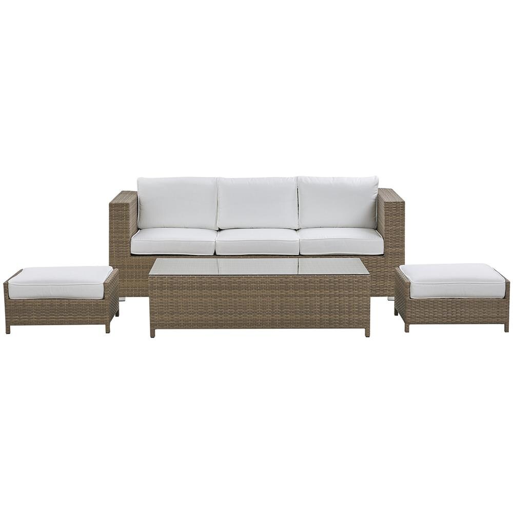 Set Da Giardino In Rattan Sintetico Bianco A 3 Posti Belluno - Foto 1