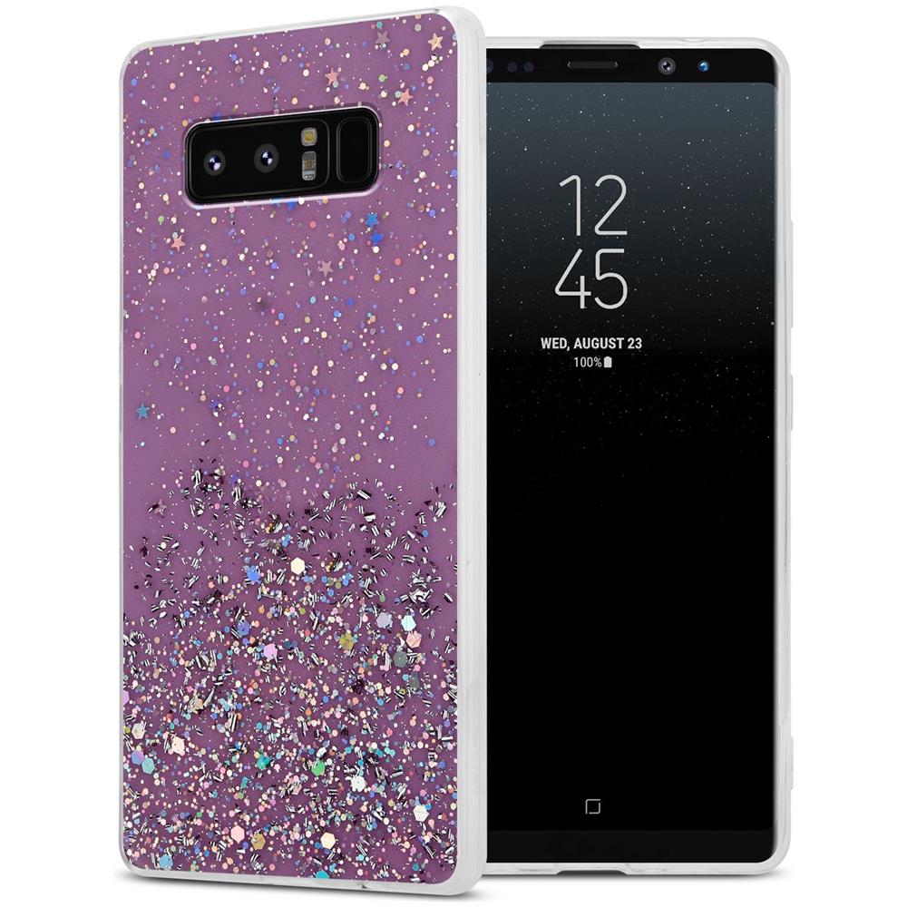 Custodia Compatibile Con Samsung Galaxy Note 8 In Viola Con Glitter - Coperchio Protettivo In Silicone Tpu Flessibile Con Glitter Scintillanti - Foto 1