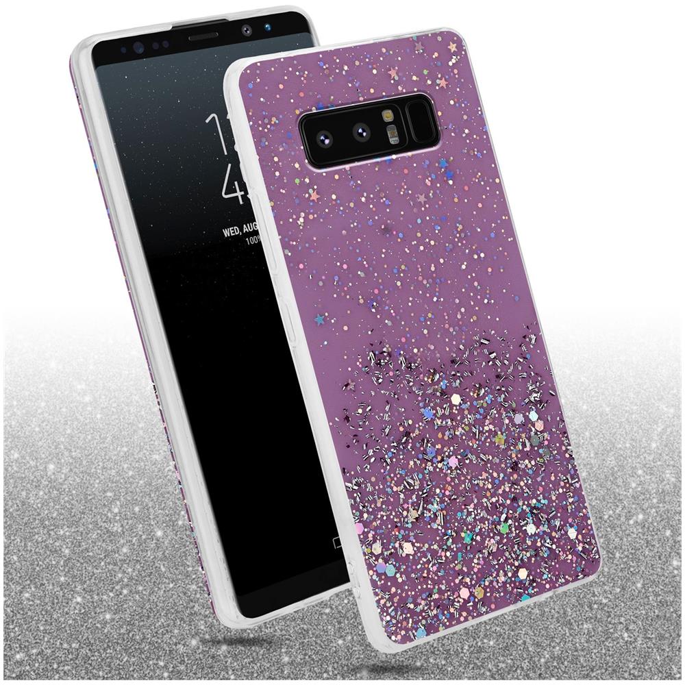 Custodia Compatibile Con Samsung Galaxy Note 8 In Viola Con Glitter - Coperchio Protettivo In Silicone Tpu Flessibile Con Glitter Scintillanti - Foto 2
