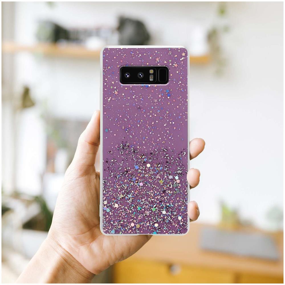 Custodia Compatibile Con Samsung Galaxy Note 8 In Viola Con Glitter - Coperchio Protettivo In Silicone Tpu Flessibile Con Glitter Scintillanti - Foto 7