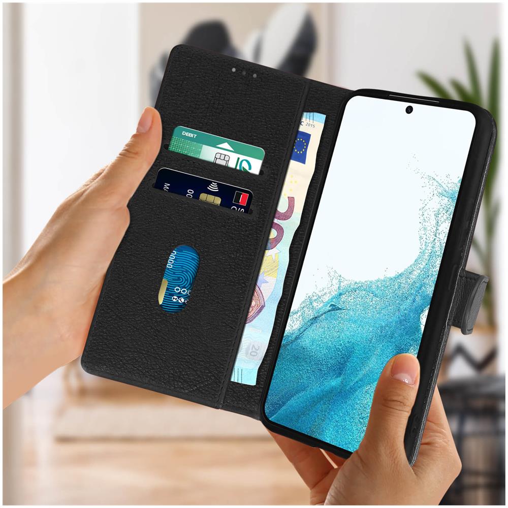 Custodia Per Samsung Galaxy S22, Portacarte E Funzione Supporto Nera - Foto 5