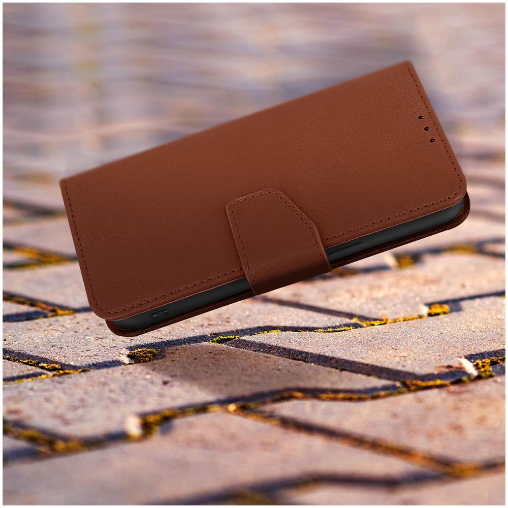 Custodia Vera Pelle Per Iphone 13 Pro Max Portacarte E Supporto Video Marrone - Foto 2