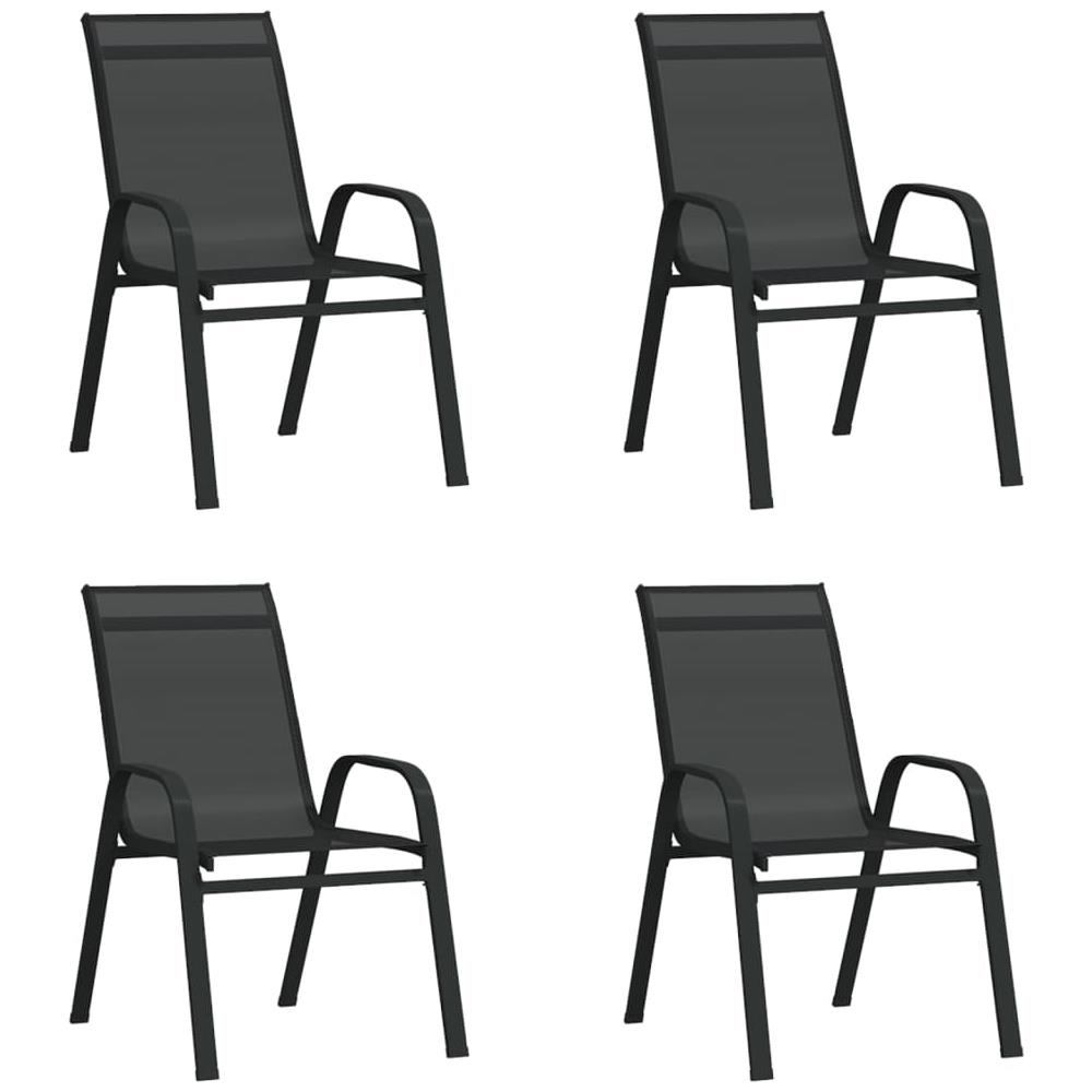 Sedie Da Giardino Impilabili 4 Pz In Tessuto Textilene Nero - Foto 1