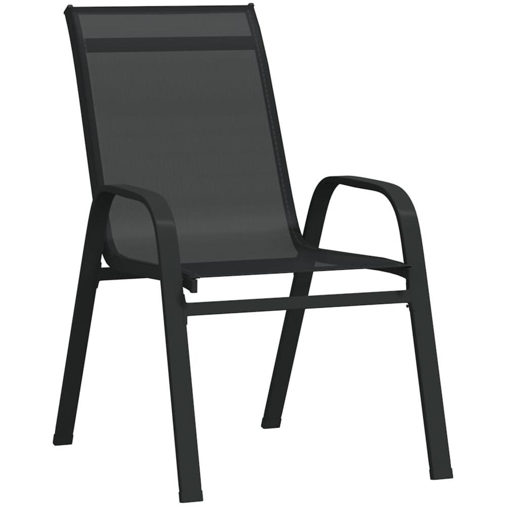 Sedie Da Giardino Impilabili 4 Pz In Tessuto Textilene Nero - Foto 2