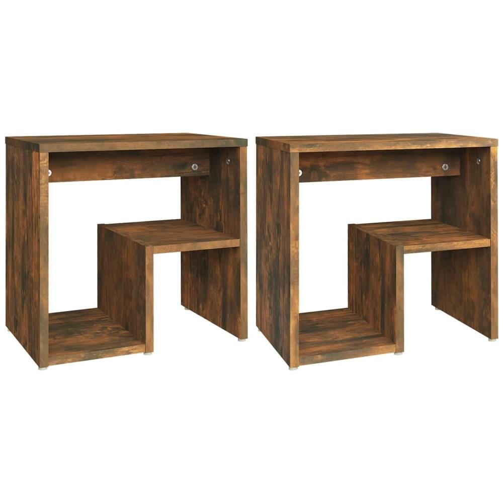 Comodini Rovere Fumo 2 Pz 40x30x40 Cm In Legno Multistrato - Foto 1