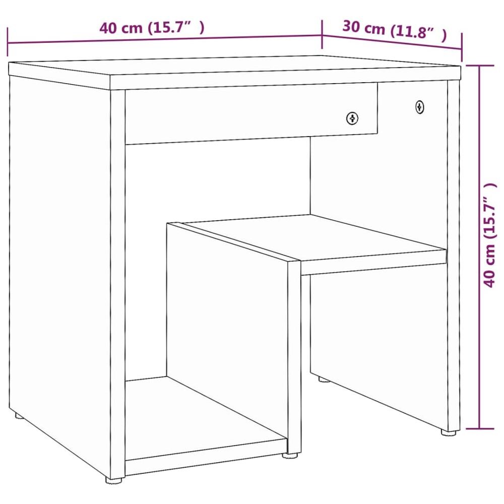 Comodini Rovere Fumo 2 Pz 40x30x40 Cm In Legno Multistrato - Foto 7
