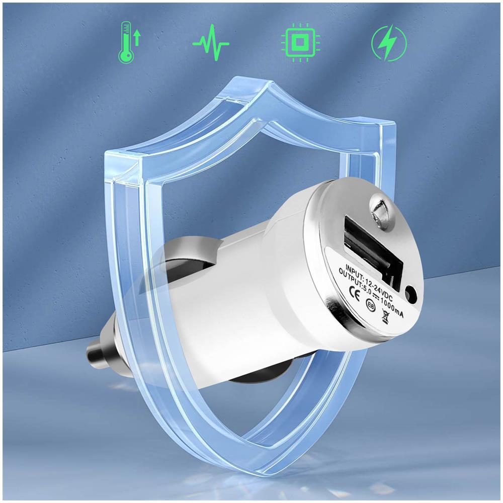 Caricabatterie Da Auto Accendisigari Compatto Bianco Finitura Metallizzata - Foto 2