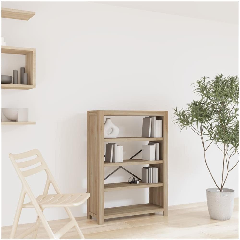 Libreria A 4 Ripiani 80x30x110 Cm In Legno Massello Di Acacia - Foto 1