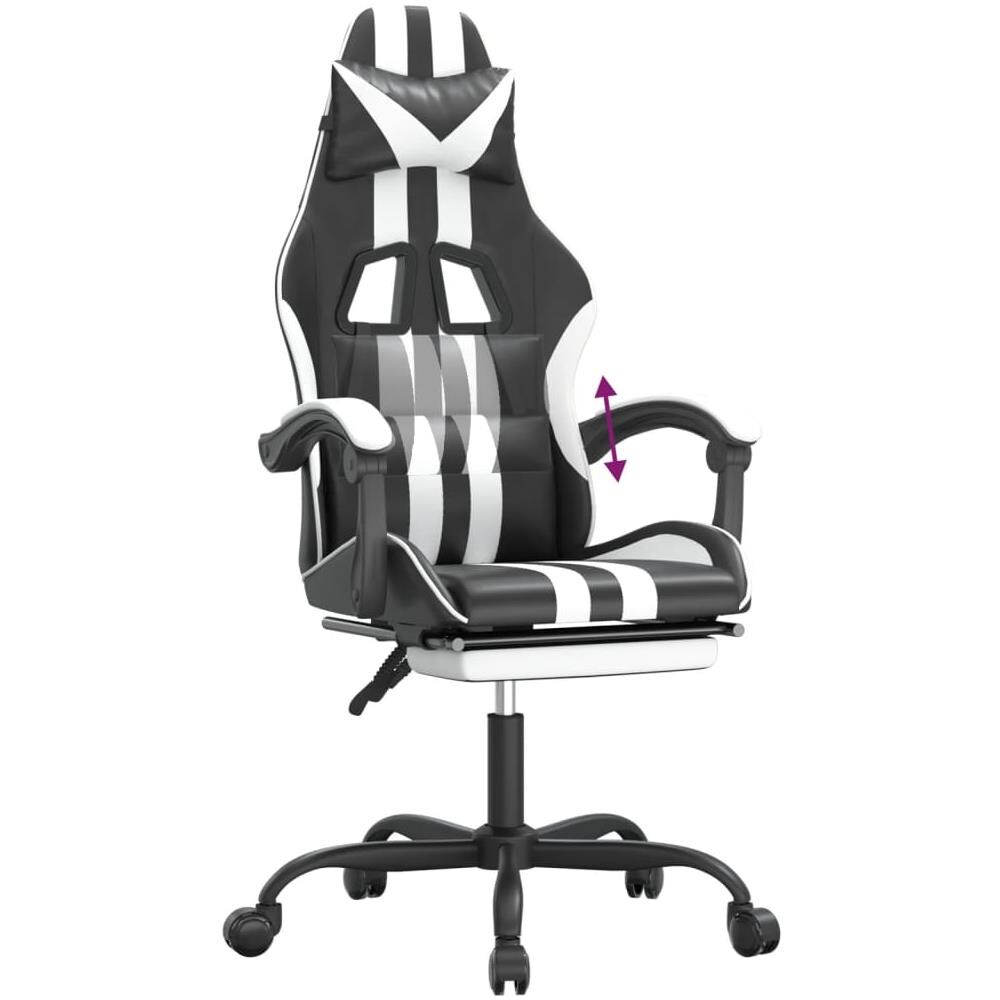 Sedia Da Gaming Con Poggiapiedi Nero E Bianco In Similpelle - Foto 2