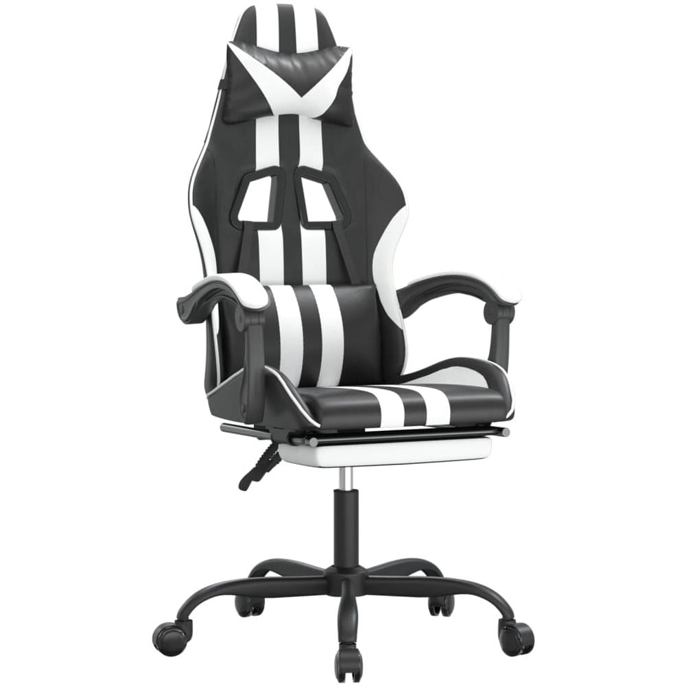 Sedia Da Gaming Con Poggiapiedi Nero E Bianco In Similpelle - Foto 1